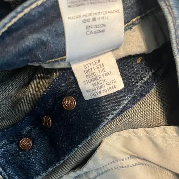 Mother The Stunner Fray Raw Hem Skinny Jeans Roasting Nuts Blue Size 28 - Picture 7 of 9